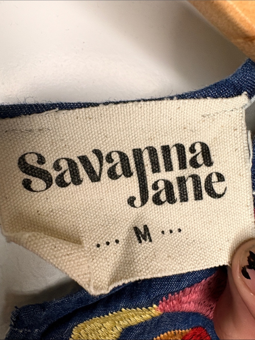 Savanna Jane Navy Tunic with Multicolor Floral Embroidery - Picture 2 of 5